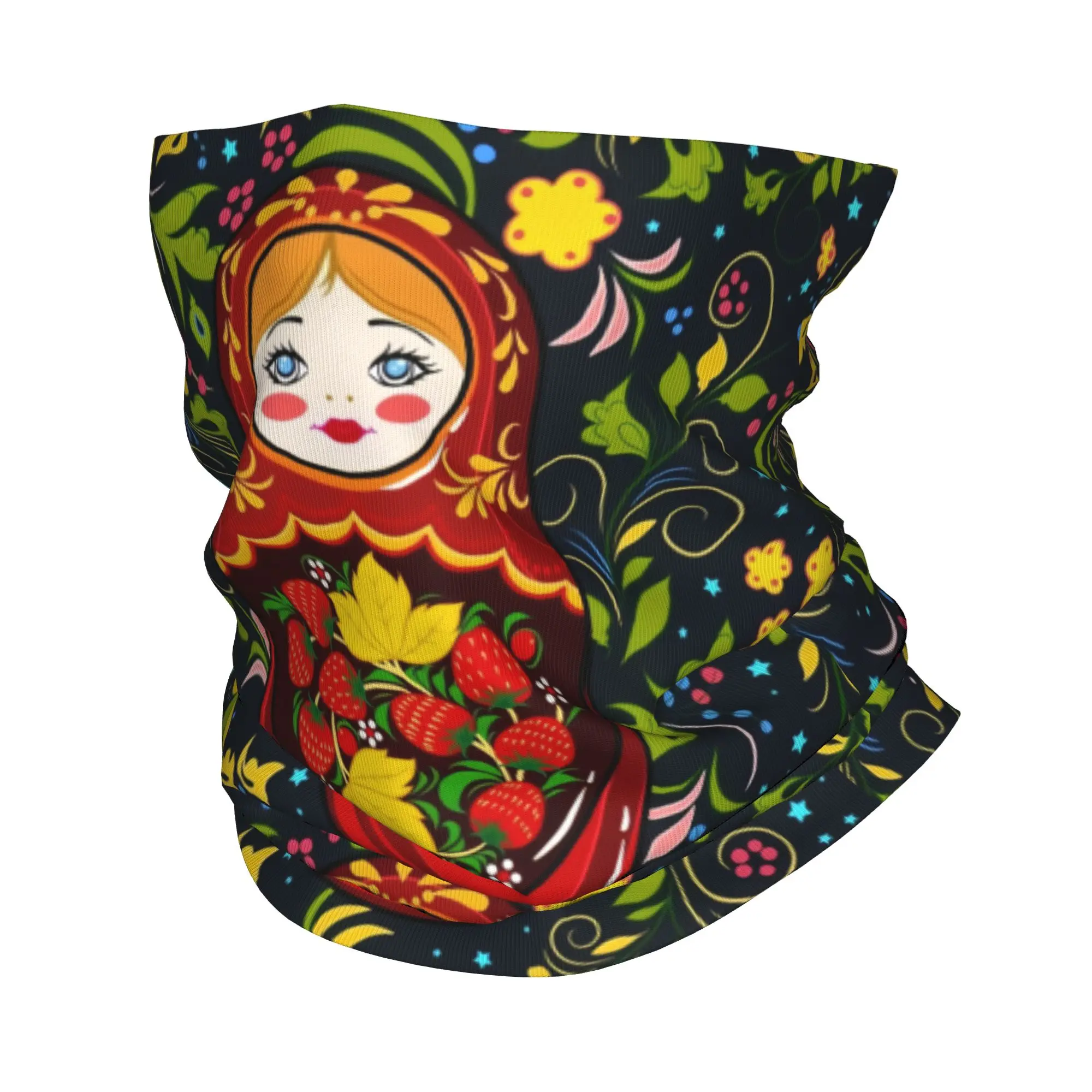 Matryoshka Doll Russia Russian Folk Art  Bandana Winter Neck Warmer Women Windproof Wrap Face Scarf for Ski  Gaiter Headband