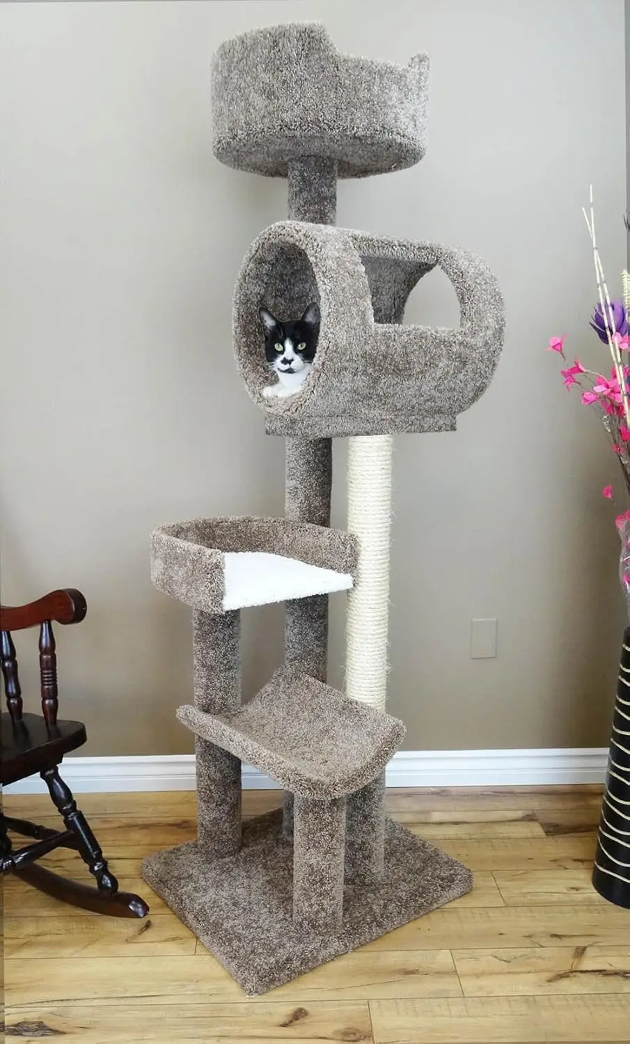 

New Cat Condos 140003- Solid Wood Cat Climbing Tower Cat Tree
