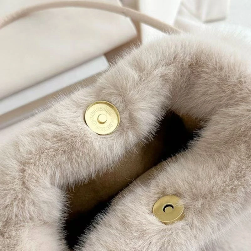 Solid Color Fluffy Soft Plush Shoulder Bag Casual Handbag Travel Shopping Tote Bag Large Capacity Underarm Bag