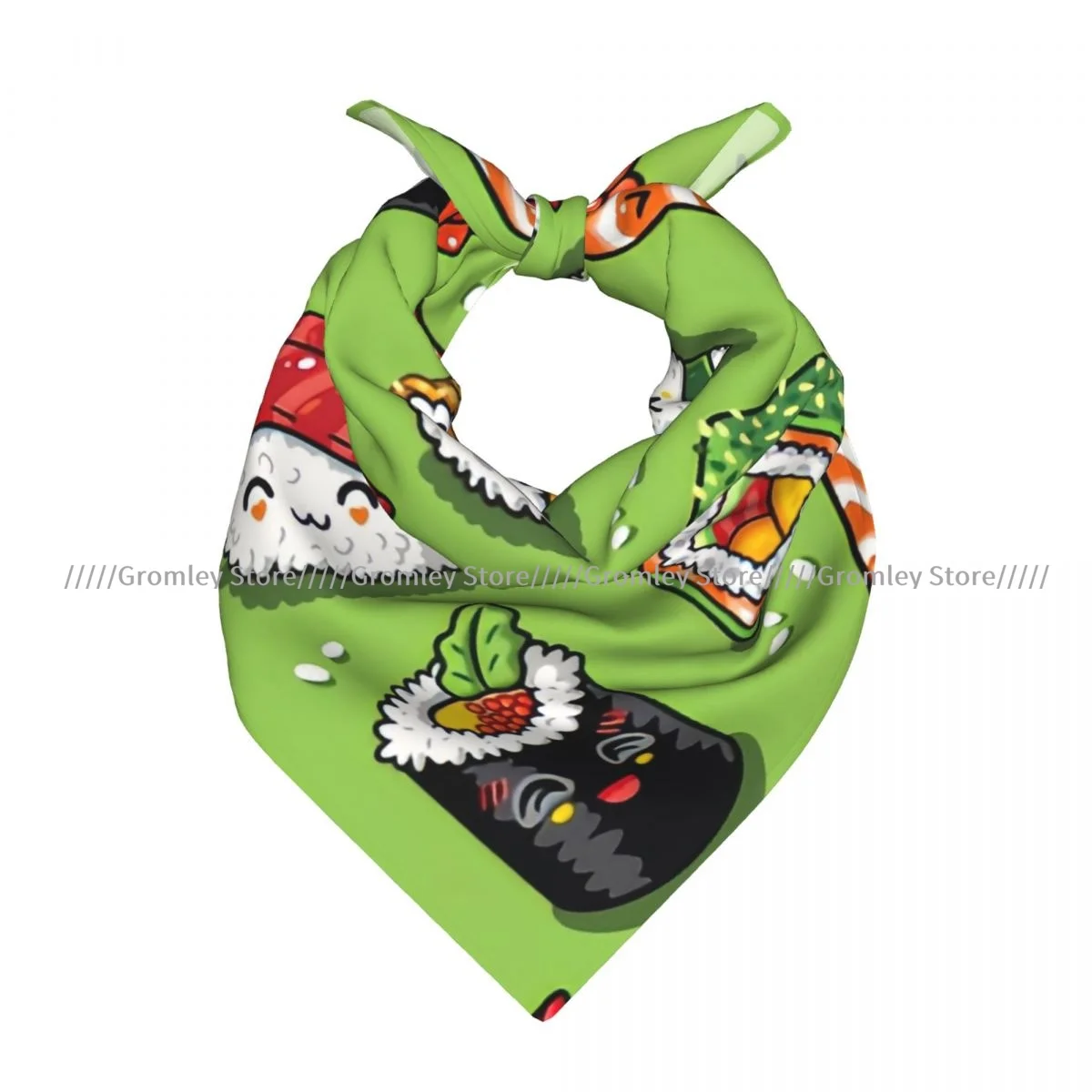 Sushi And Sashimi Pattern Square Scarf Soft Breathable Daily Kerchief