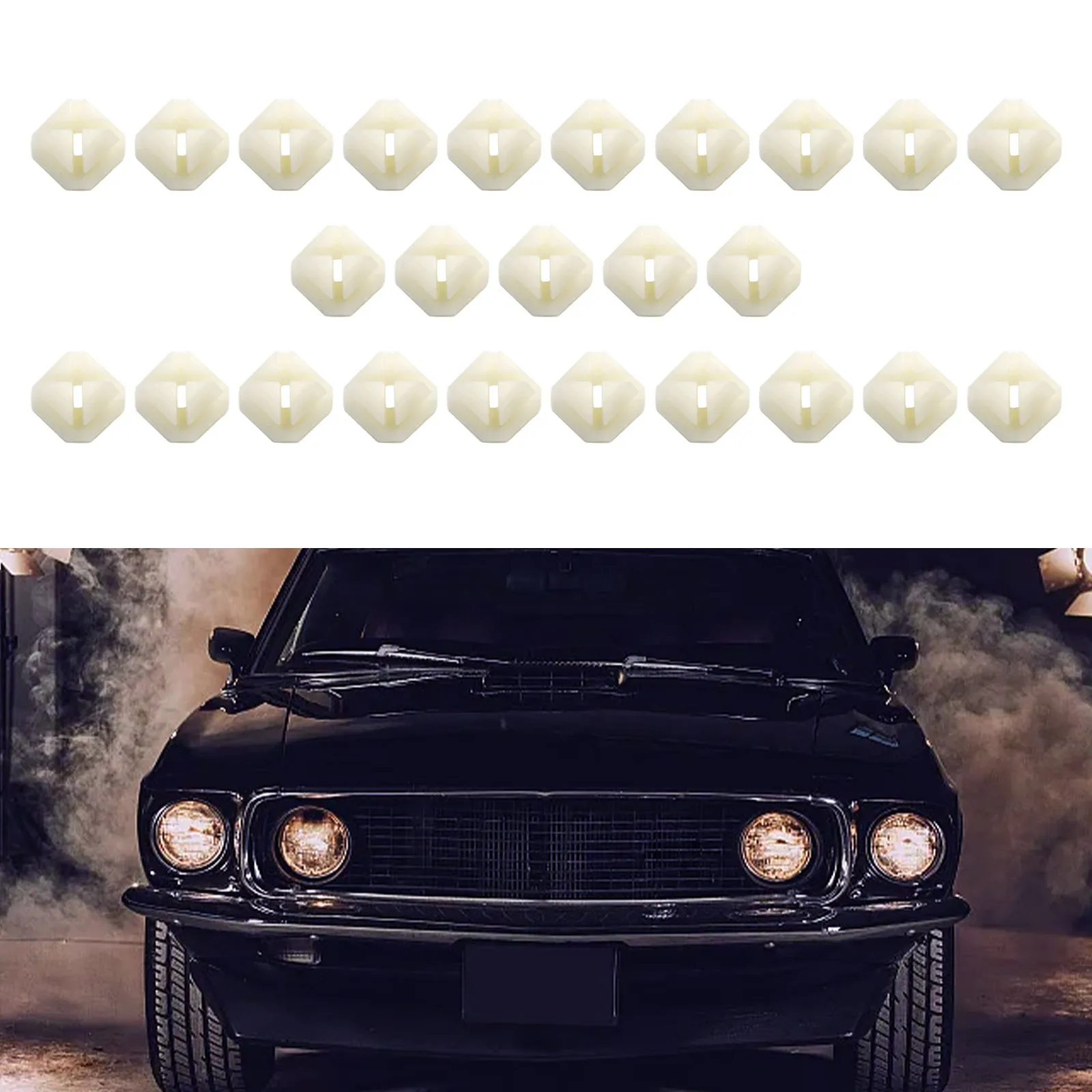 Secure Your Headlight Bezels and Grills with 25 Pack Nylon Clips with #8 or #10 Screw Nut Fits 5/16 Hole Made to Last!