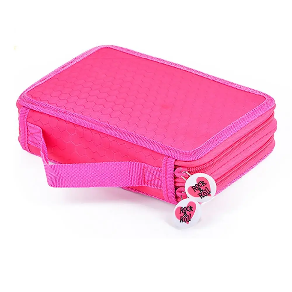 High Quality Polyester Pencil Case 32-Holes Multi-function Pen Bag Portable Double-Layer Stationery Pouch