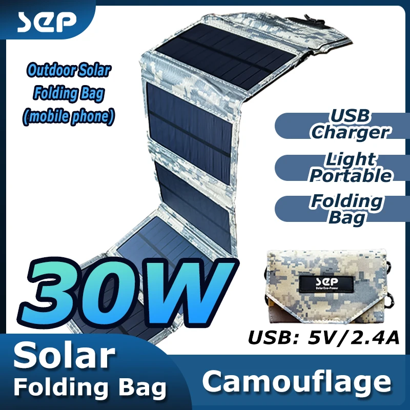 30W Emergency Foldable Solar Panel USB 5V Waterproof Solar Charger Portable Mobile Phone Computer for Outdoor Camping Hiking