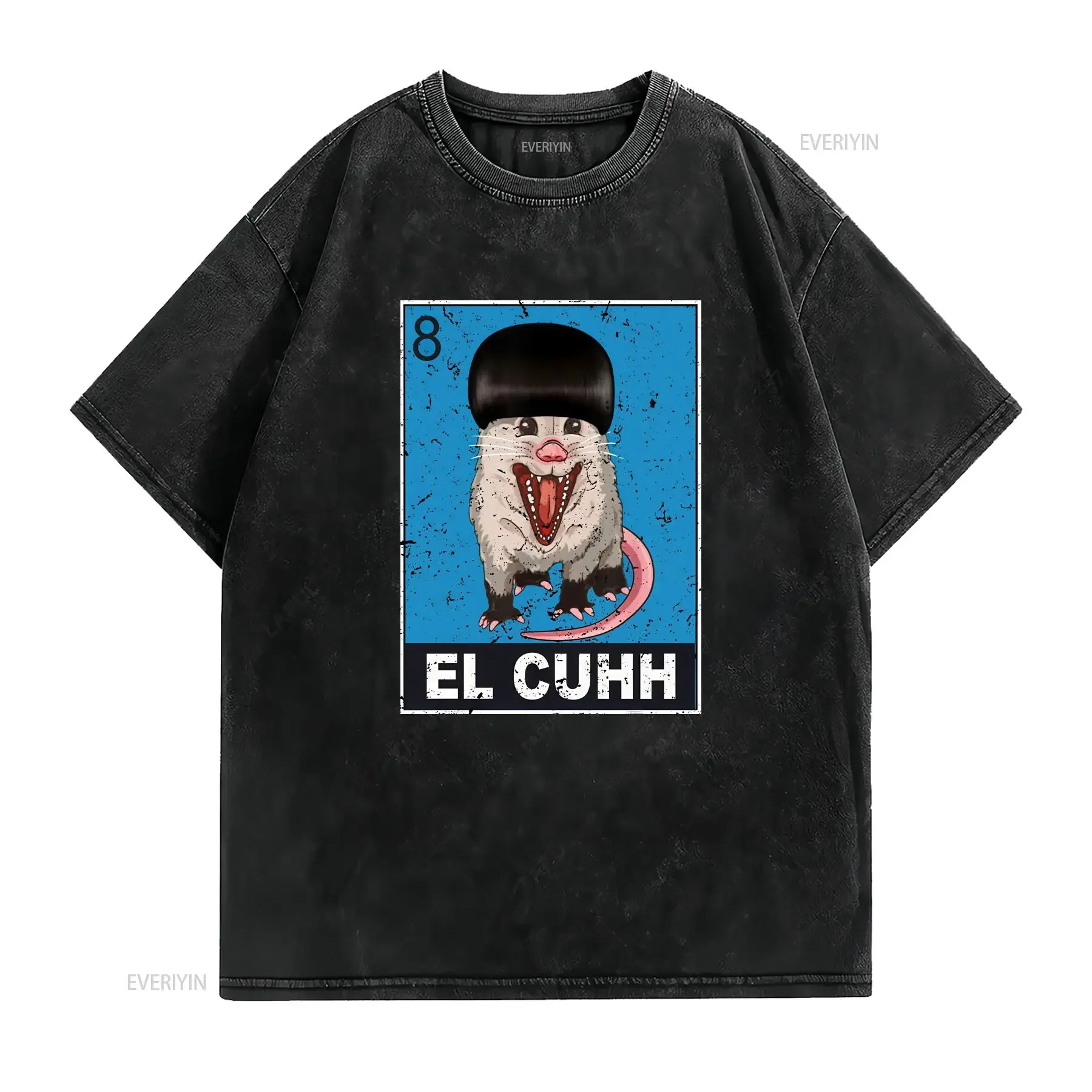 Opossum El Cuhh Takuache Cuh Funny Possum Meme Vintage Men's T Shirt Cotton Top vintage Washed Slightly graphic