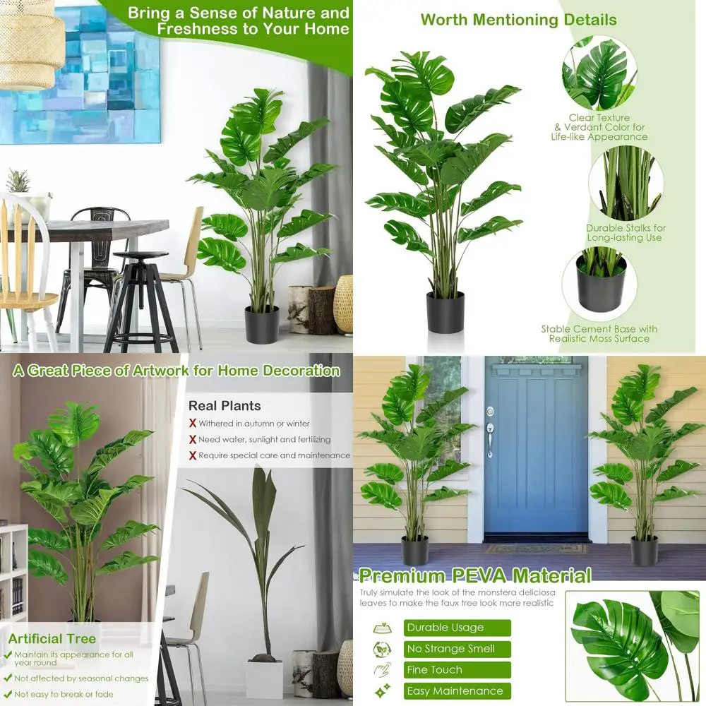 

Монстера Делициоза в горшке с 15 пышными листьями, идеально подходит для декора дома и офиса, как в помещении, так и на улице.