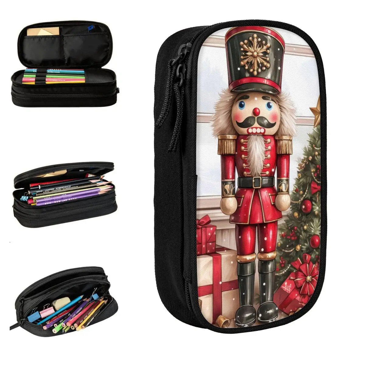 عيد الميلاد كسارة البندق مقلمة جامعة صندوق رصاص الطلاب طبقة مزدوجة خمر العودة إلى المدرسة مقلمة الإمدادات