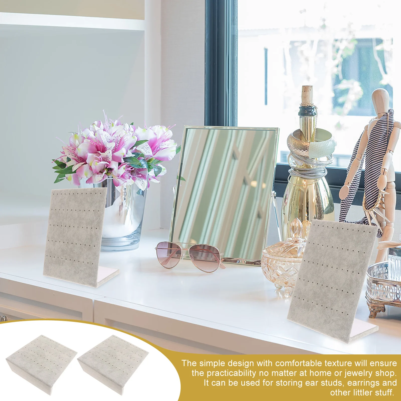 

2Pcs Ear Studs Display Stand Flannelette Jewelry Holder Rack for Earrings Organizer Vertical Storage Stand Display Jewelry Rack