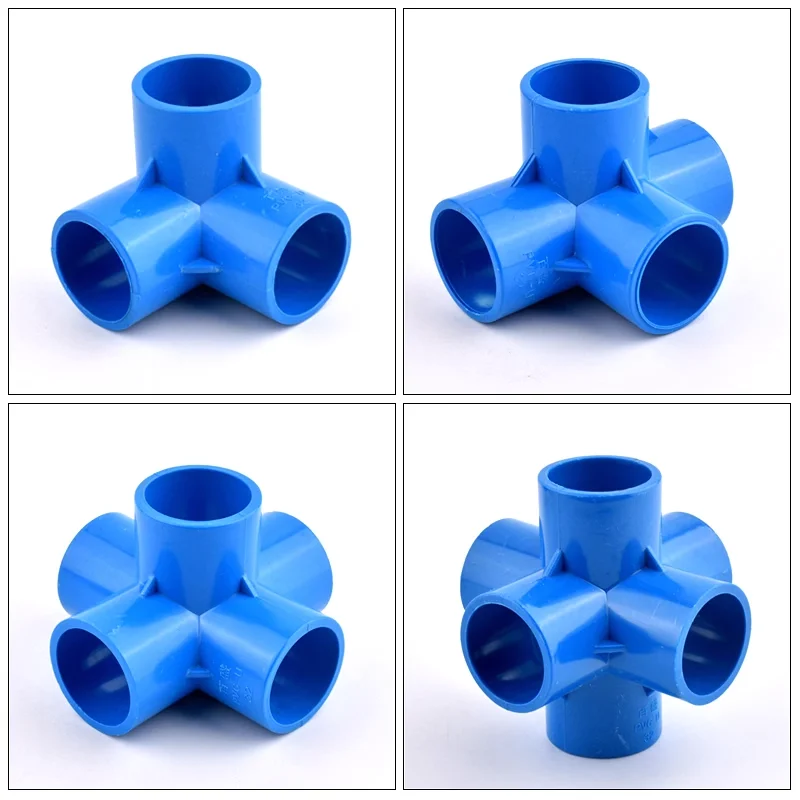 Blue 20~50mm 3-way/4-way/5-way/6-way Three-Dimensional PVC Pipe Connector Garden Irrigation Water Tube Joint DIY Shelf Fittings