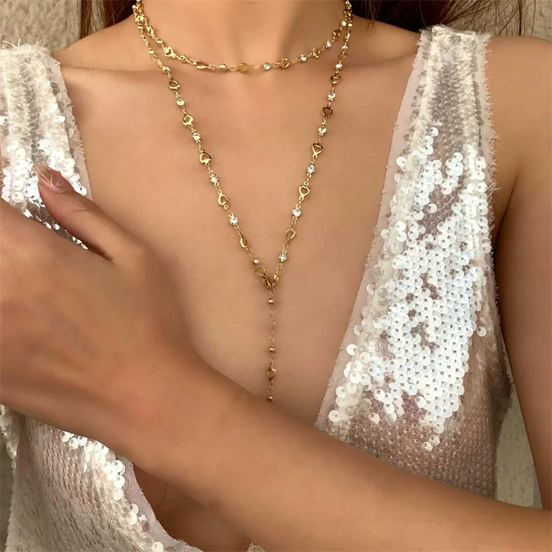 Böhmische bunte Kristall-Zirkon-Halskette für Frauen, glänzende Strass-Y-förmige lange Quasten-Halskette, trendige Y2K-Schmuckgeschenke – Detail 15