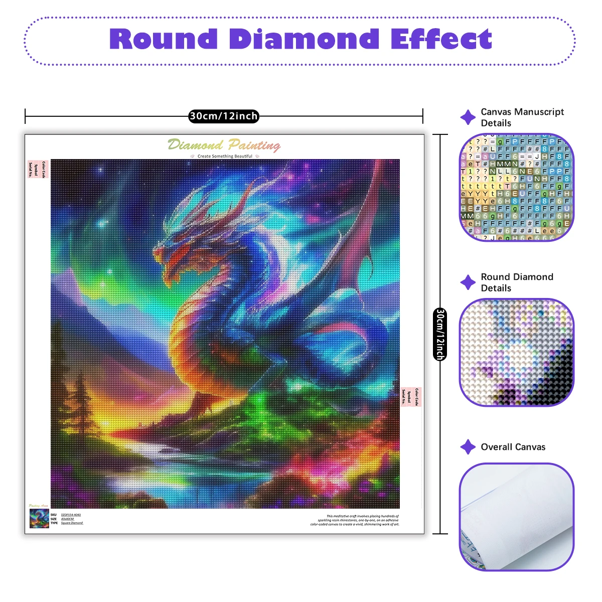 RUOPOTY 5d Diy Diamond Painting Dragon Full Round Square Rhinestone Diamond Art Painting Handcraft For Beginners Home Decors