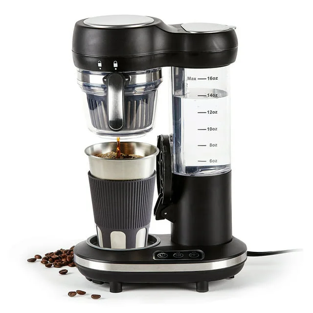 Grind and Go Plus Coffee Maker, Automatic Single-Serve Coffee Machine with 16-Oz