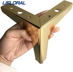 Armário de móveis de luxo com luz europeia, 4 unidades, suporte de metal, pés de mesa, hardware, sofá, armário de ferro, três pés