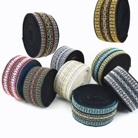 1/2/3/4/5M 50mm Ethnic Jacquard Elastic Band Polyester Rubber Bands Belt Sewing Spring Webbing Tape Girdle Stretch Sew Supplies