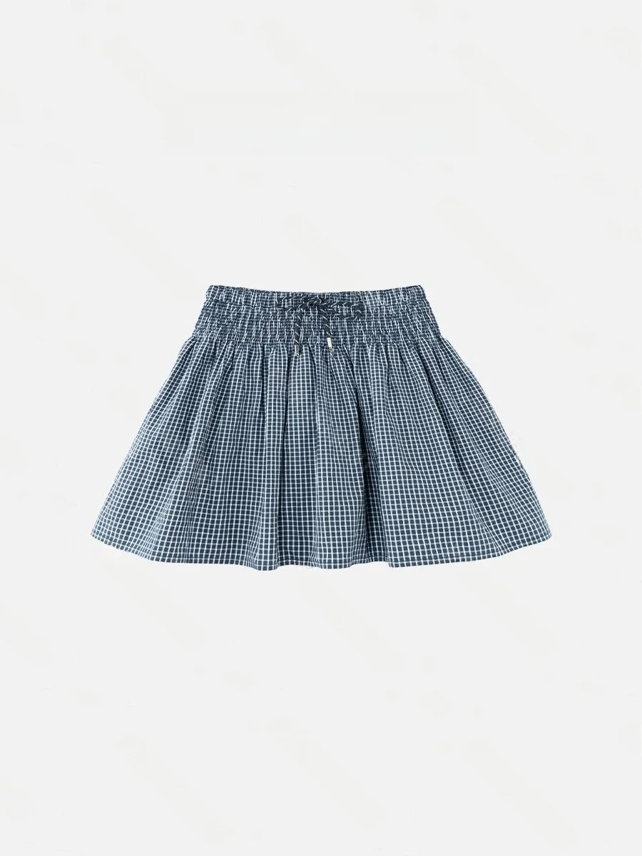 

Pure Cotton Dstring Inner Lined ort Skirt Ele Design Flower Bud Plaid f Body Skirt Casual High Waist A-Line Skirt