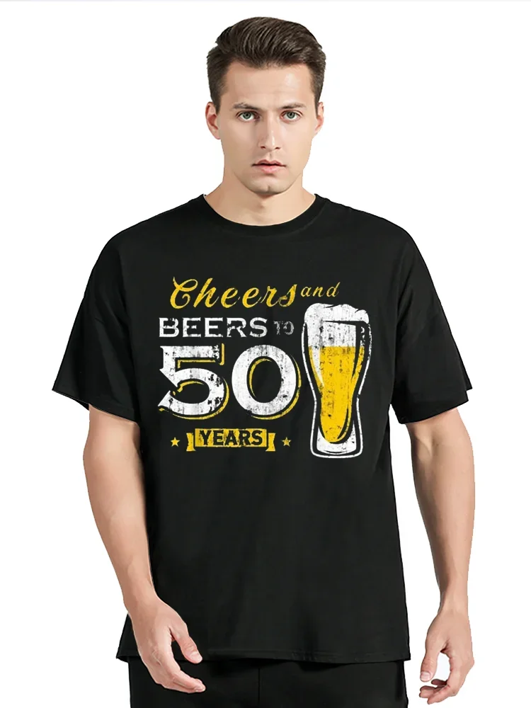 

Cheers And Beers To 50 Years 50th Funny Birthday Party Gift T-Shirt T Shirt For Men Graphic Clothing Oversized Tshirt Tops