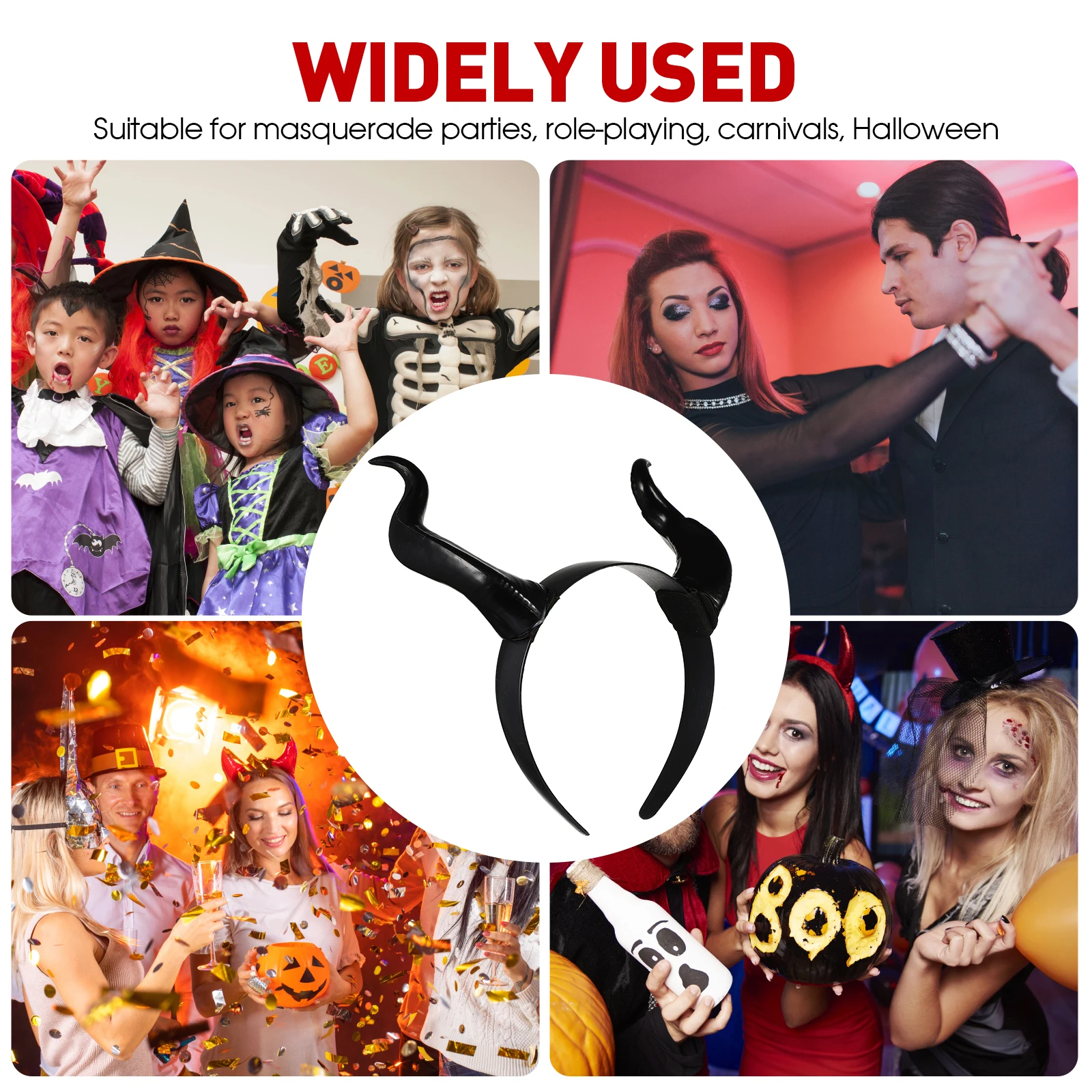 

2pcs Horn Hair Accessories Halloween Gothic Headdress Resin Plastic Ox Headband for Adults Children Matte Style Costume Party