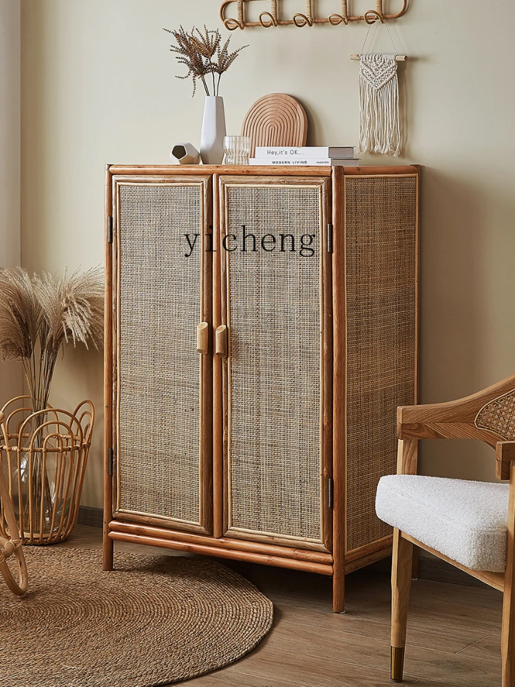 XL Natural Real Rattan Home Sideboard Living Room Wall Sundries Storage