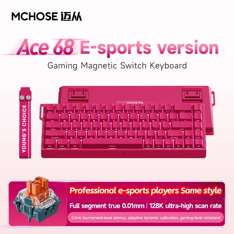 

MCHOSE Ace 60 Pro 68 Механическая клавиатура с магнитной осью по индивидуальному заказу Киберспорт 0,01 мс с задержкой RT 0,01 мм 128 К Игровая клавиатура Оригинал