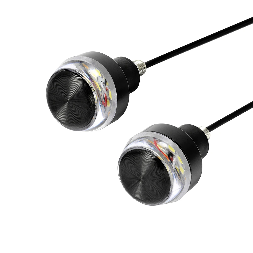 Moto LED manubrio End indicatore di direzione bianco giallo lampeggiatore maniglia Grip Bar Blinker Side Marker Lamp Lighting