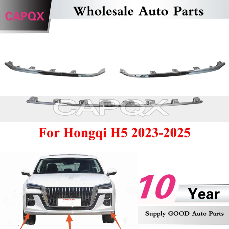 

CAPQX 1set Front Bumper Trim Strip For Hongqi H5 2023-2025 Front Bumper Bright Strip Electroplated Decorative Strips