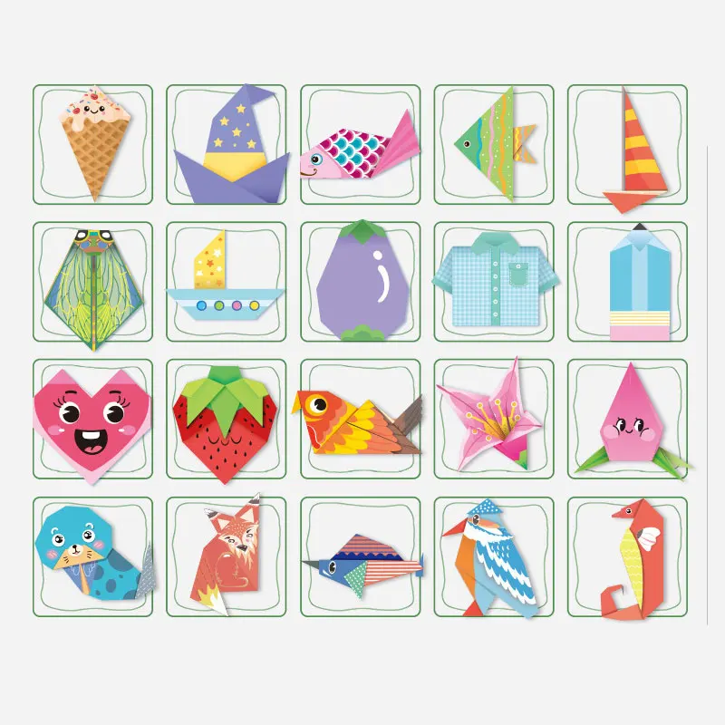 Origami Kit voor kinderen 60 projecten Dubbelzijdig origami-boek 4 niveaus Oefenpapier Instrucctioneel origami-papier Cadeau voor 4+ meisje