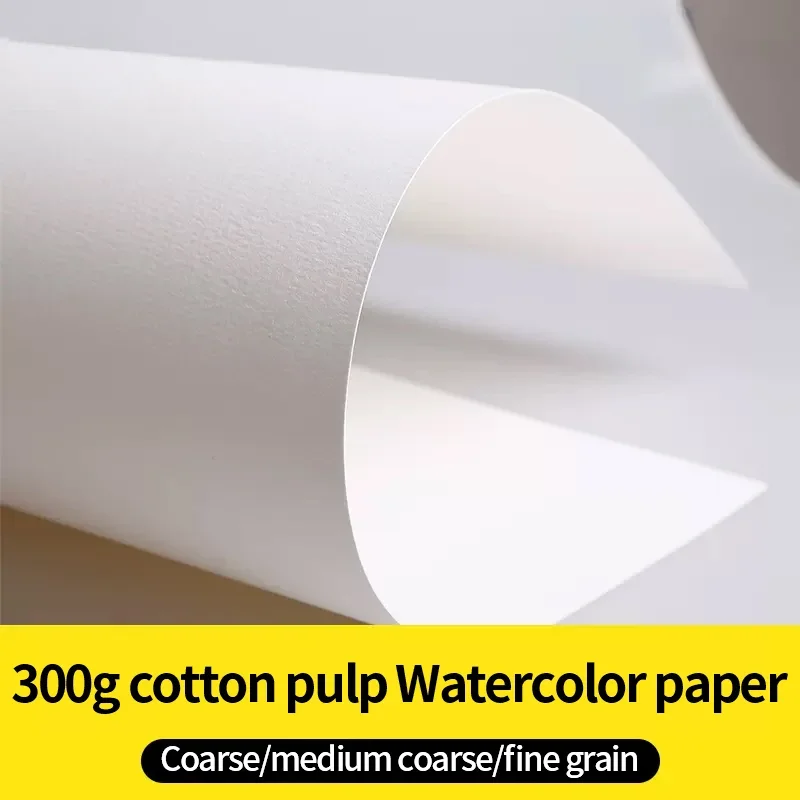 20 Sheets 300g Watercolor Artist Paper 100% Cotton Watercolor Paper Fine Medium Coarse Grain Paper for Artist School