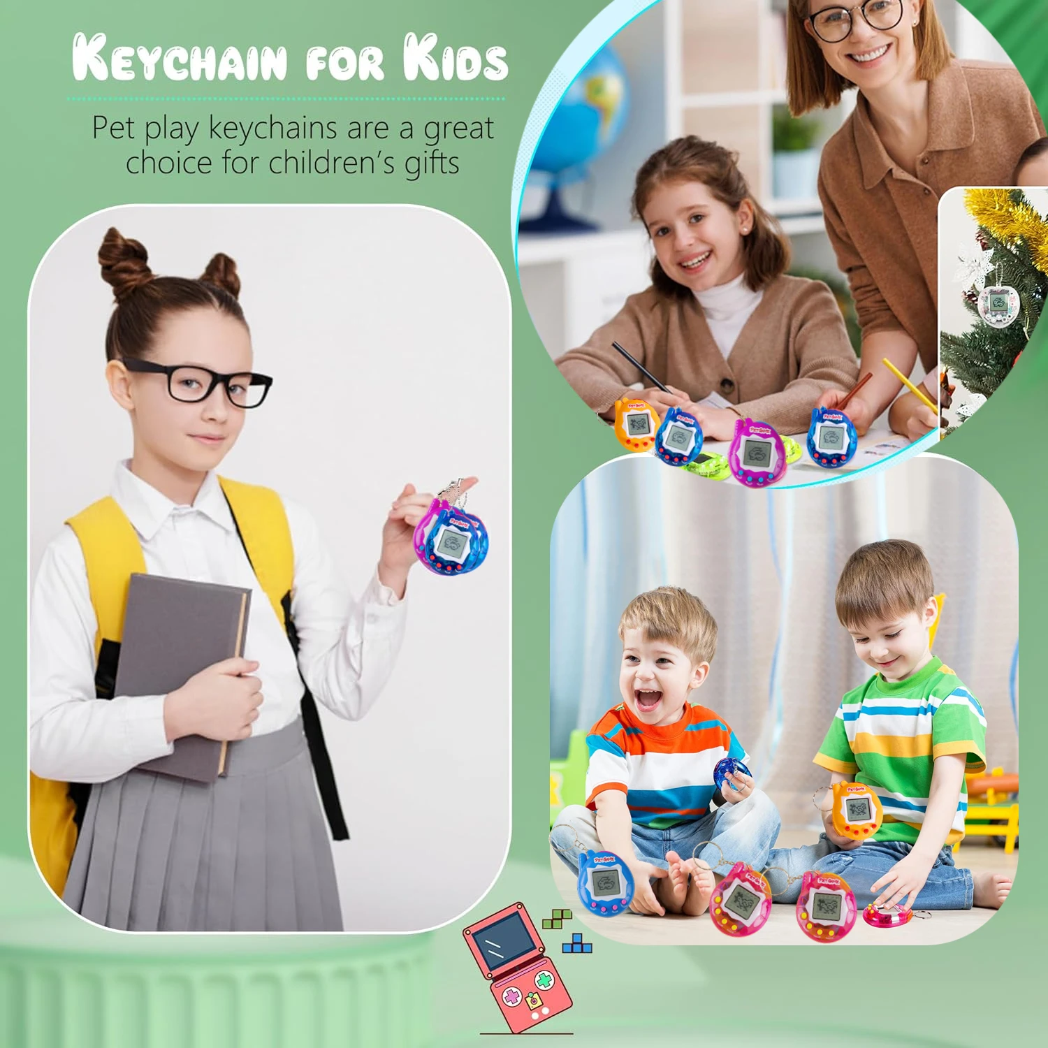 6-48 قطعة المفاتيح الحيوانات الأليفة الافتراضية ألعاب الحيوانات الأليفة الرقمية الإلكترونية المحمولة لعبة لعبة فيديو حفلة عيد ميلاد الحنين 90s لعبة للأطفال #3