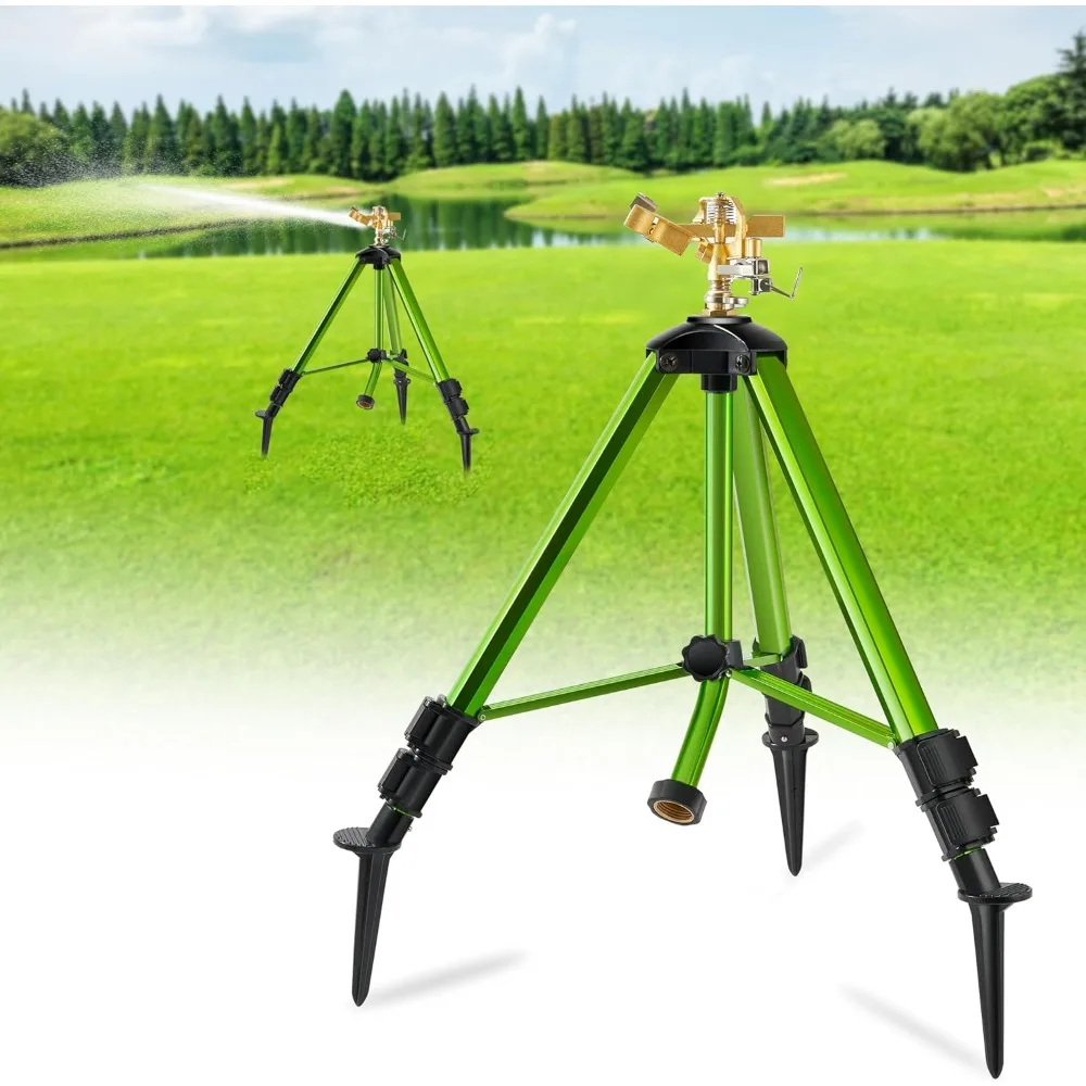 

impact sprinklers on tripod base with ground plugs,heavy duty brass head sprinkler with 360 degree spray,0-44ft large area irrig