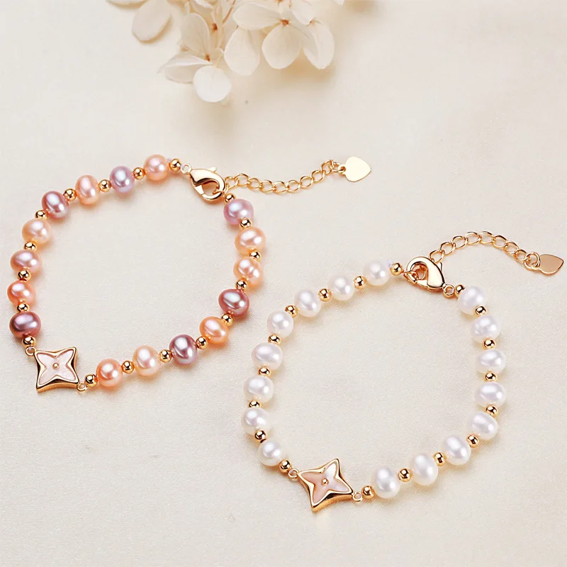 

5-6mm Baroque Freshwater Pearl Bracelet for Women 16cm 4cm extend chain Adjustable Charm Bracelet Jewelry Gift