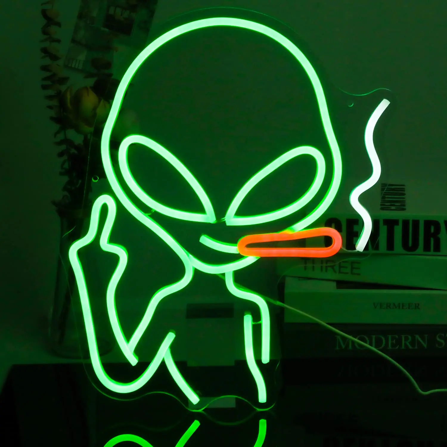 

Led Neon Sign Light Smoking Alien Shaped Neon for Room Decor Xmas Party Shop Holiday Home Decoration Gift USB Power With Switch