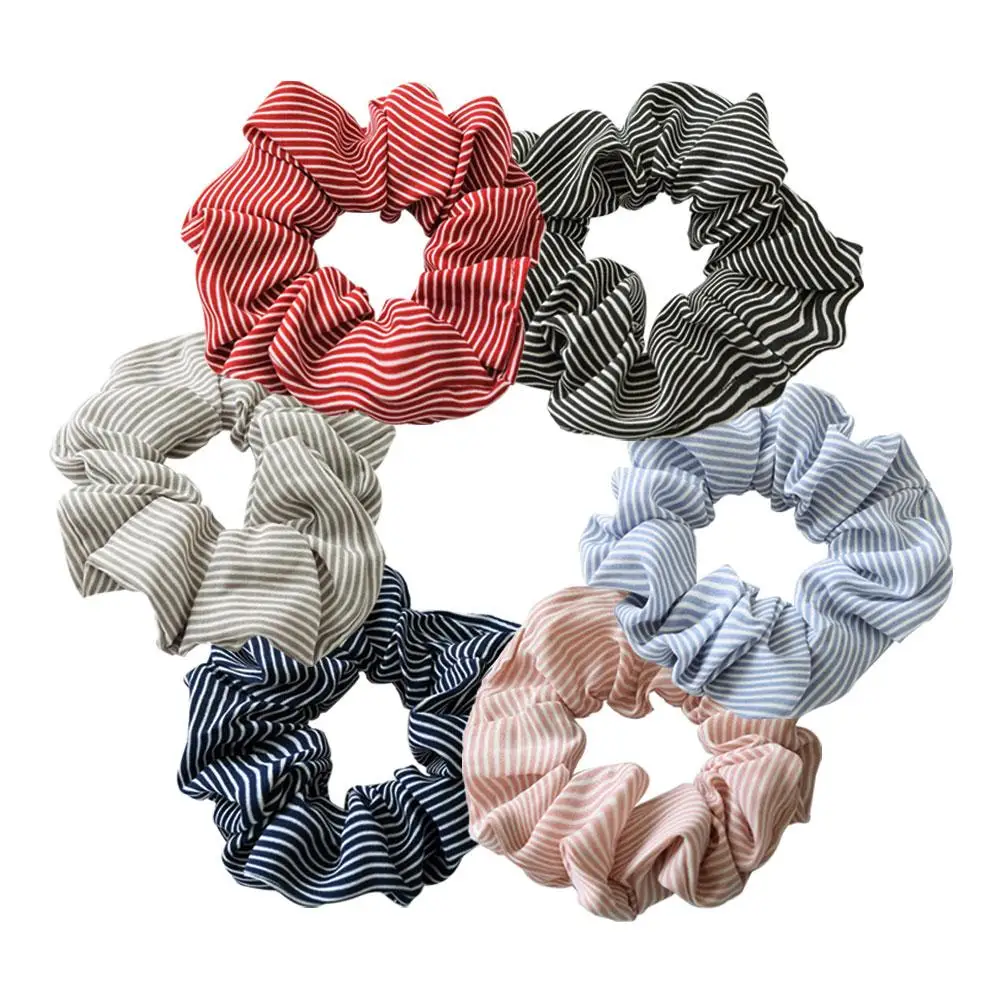 

6 Pcs Striped Hair Ties Elastic Women Girl Ponytail Holders Stretch Ropes Daily Gifts Stylish Accessories Hair Care Tools
