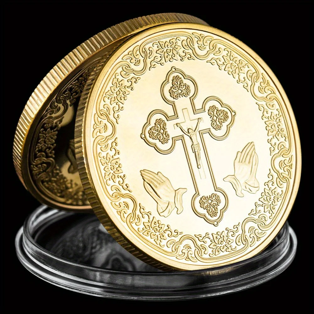 Jesus Coin Crown of Thorns Golden Plated Souvenirs and Gifts Christian Commemorative Coin Pray Coins