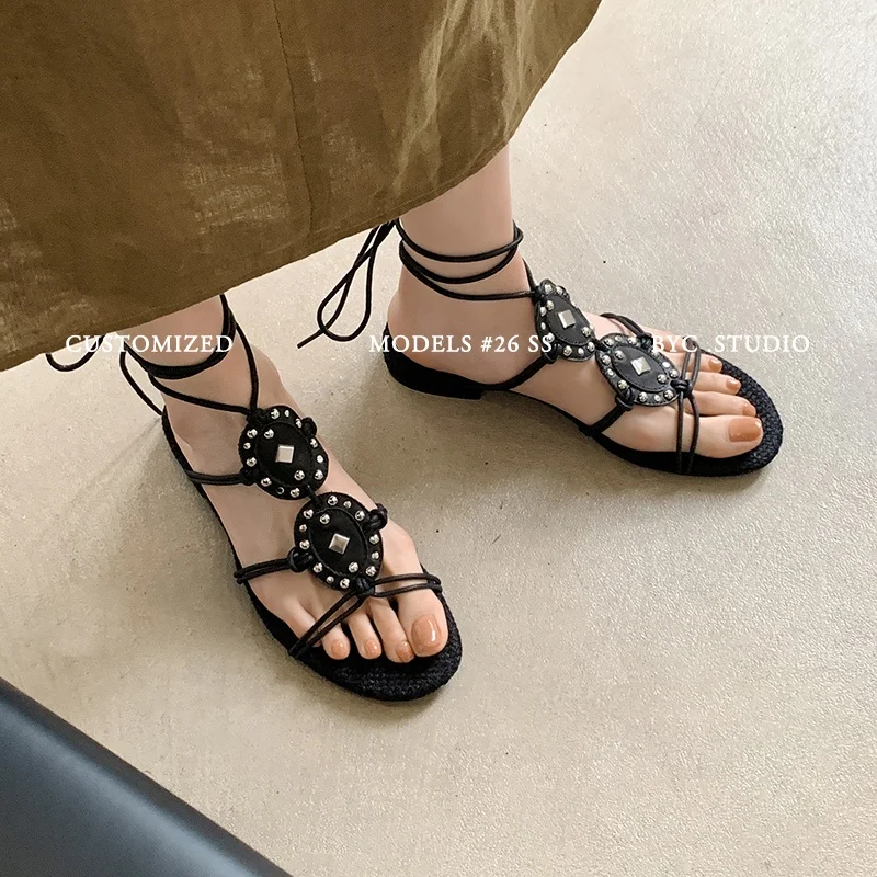 2026 new summer women sandals natural leather 22-25.5cm cowhide+sheepskin cross-strap ankle strap low heel women shoes fashion