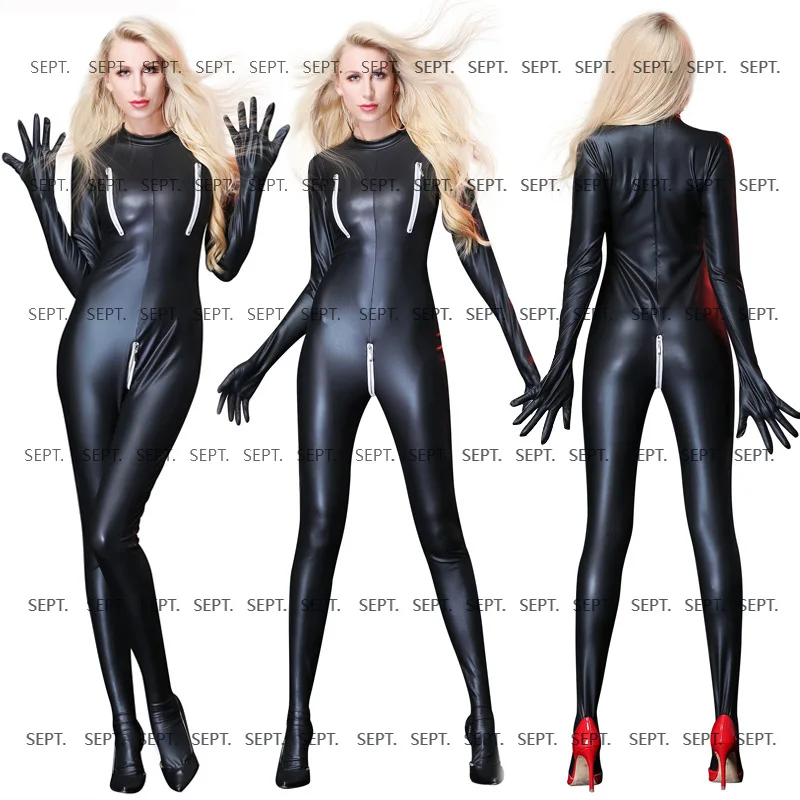 

Новое европейское и американское сексуальное нижнее белье 2025 года, комбинезон из лакированной кожи, наряд королевы, открытая промежность «все включено», танец на пилоне