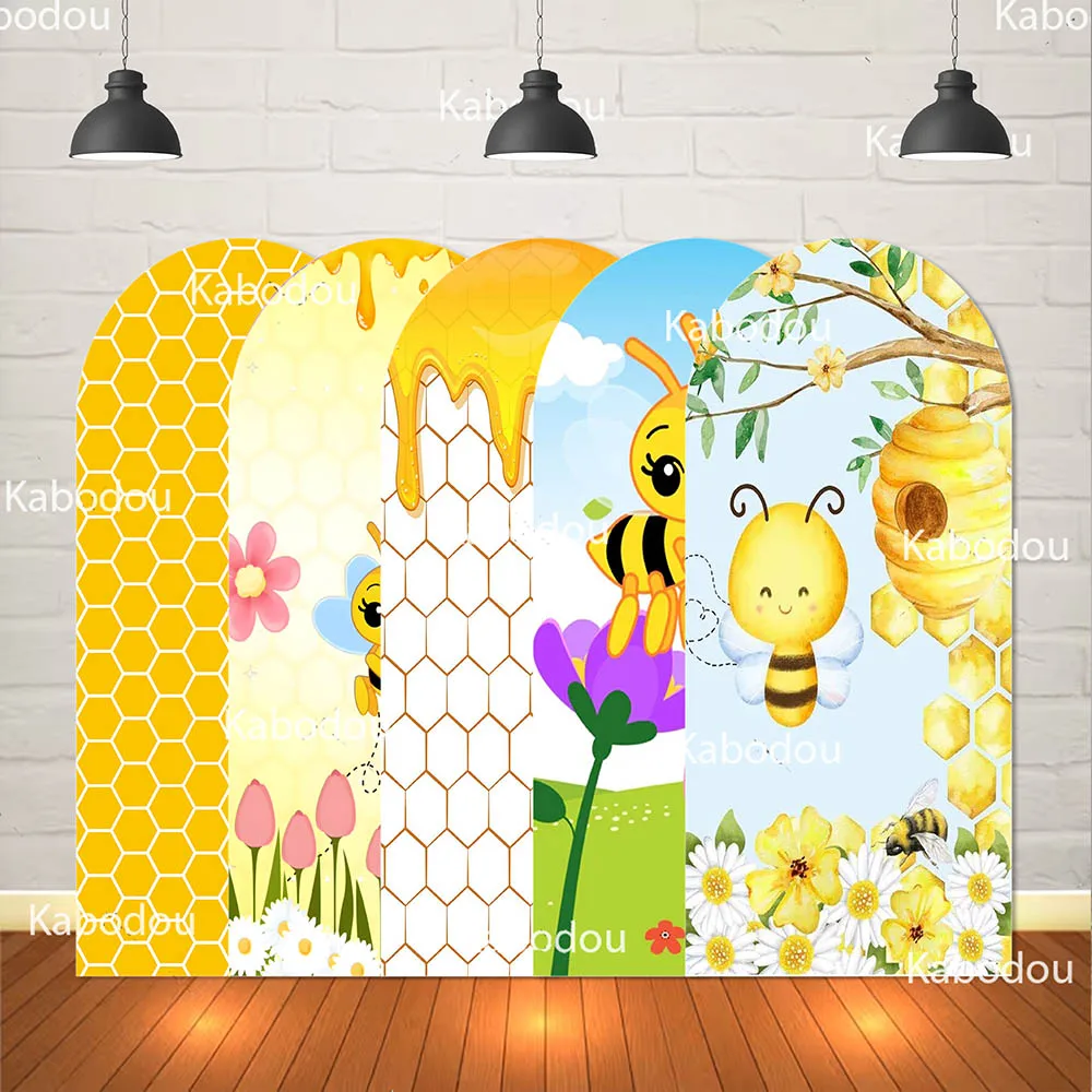 

Cute Bee Honey Arch Backdrop for Kid's Birthday Party Cartoon Photo Decoration Baby Shower Photography Background Booth