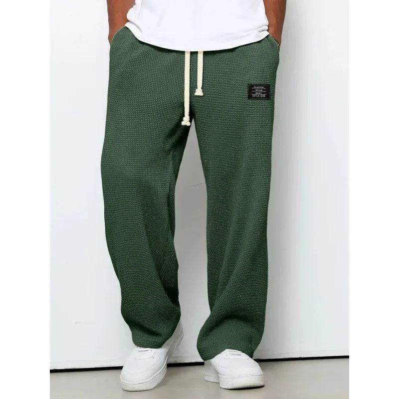 Hot‑Selling Straight‑Leg Sweatpants for European & American Men, Trendy Brand Draping Wide‑Leg Casual Sports Long Pants for Spr