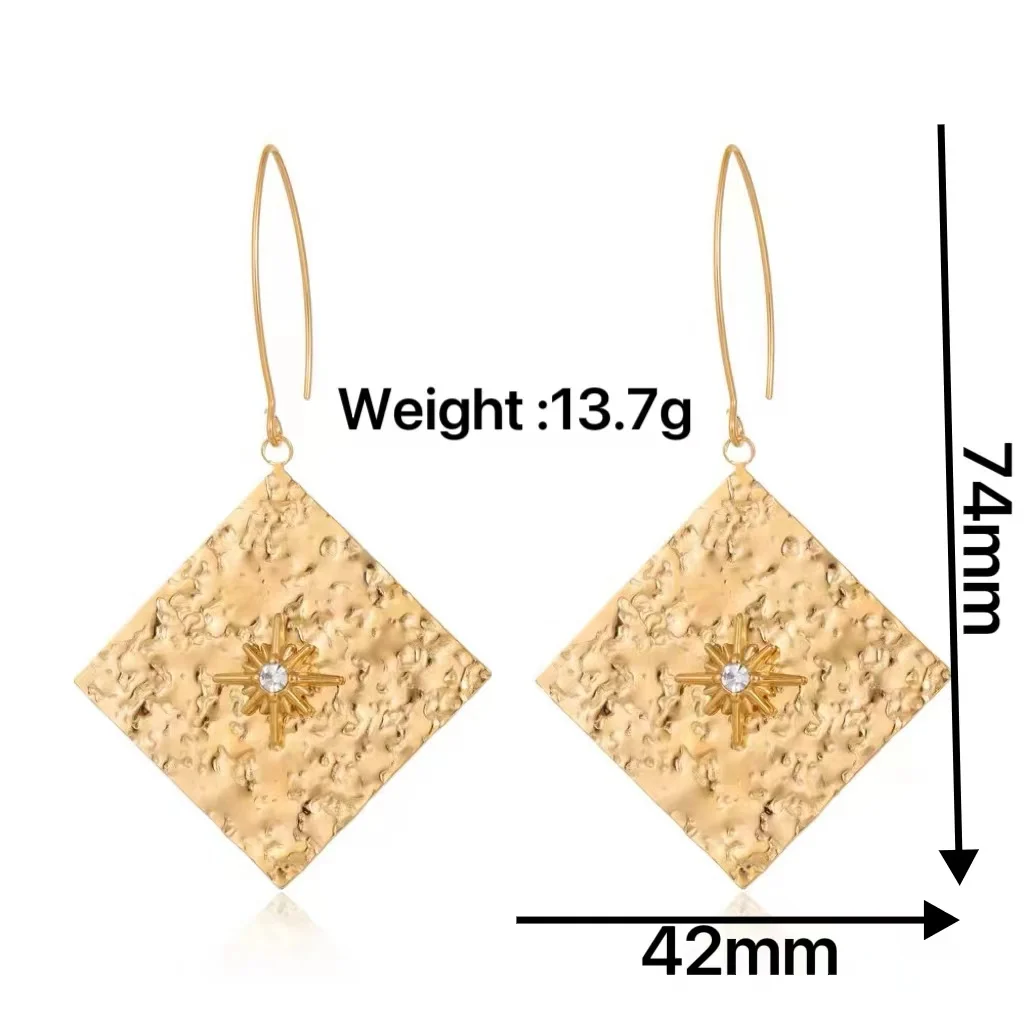 High-quality stainless steel square earrings Women\'s fashion Elegant Luxury Gold-plated Earrings 2024 New