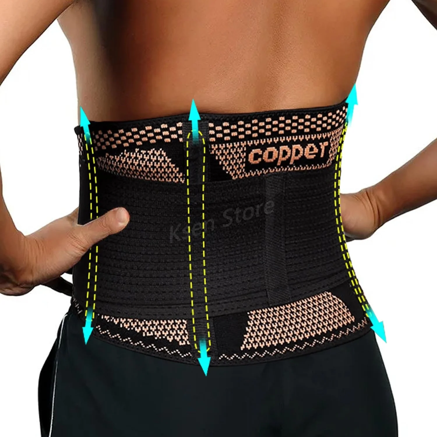 

Copper Lumbar Support Belt for Back Pain Relief with Removable Compression Straps, Waist Support for Sciatica, Scoliosis, Work