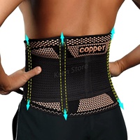 Copper Lumbar Support Belt for Back Pain Relief with Removable Compression Straps, Waist Support for Sciatica, Scoliosis, Work