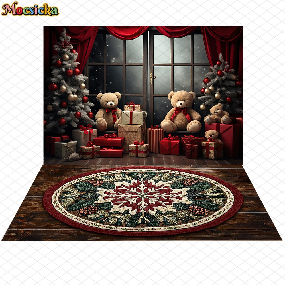 Mocsicka عيد الميلاد التصوير خلفية السنة الجديدة نافذة شجرة زينة الأسرة الطفل صور الخلفيات حفلة عيد ميلاد خلفية