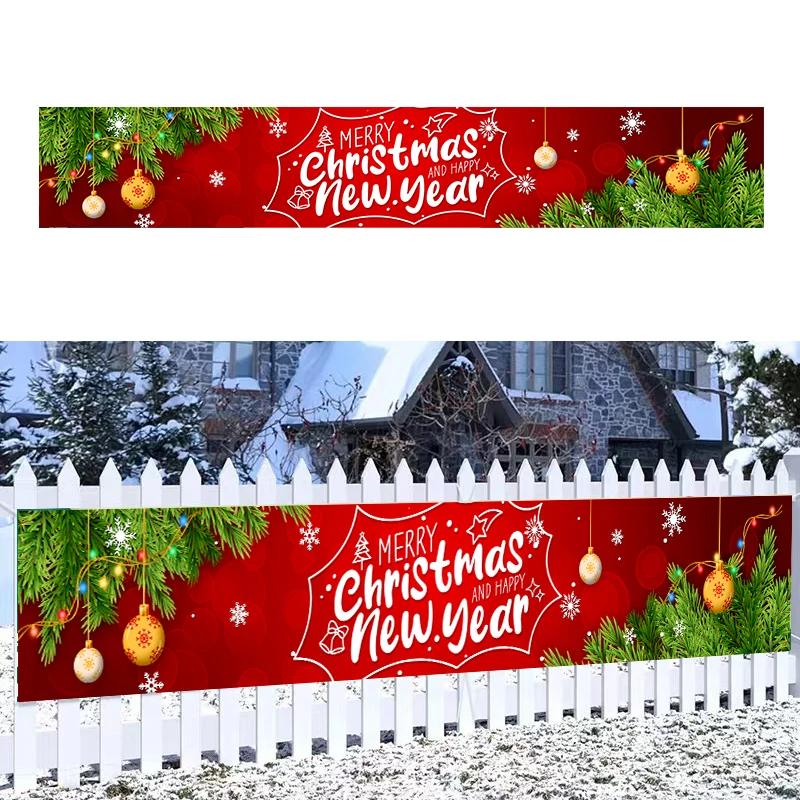 

Merry Christmas Banner Huge Banner Decoration Happy New Years Supplies Fence Yard Sign Indoor Outdoor Decorations Photo Backdrop