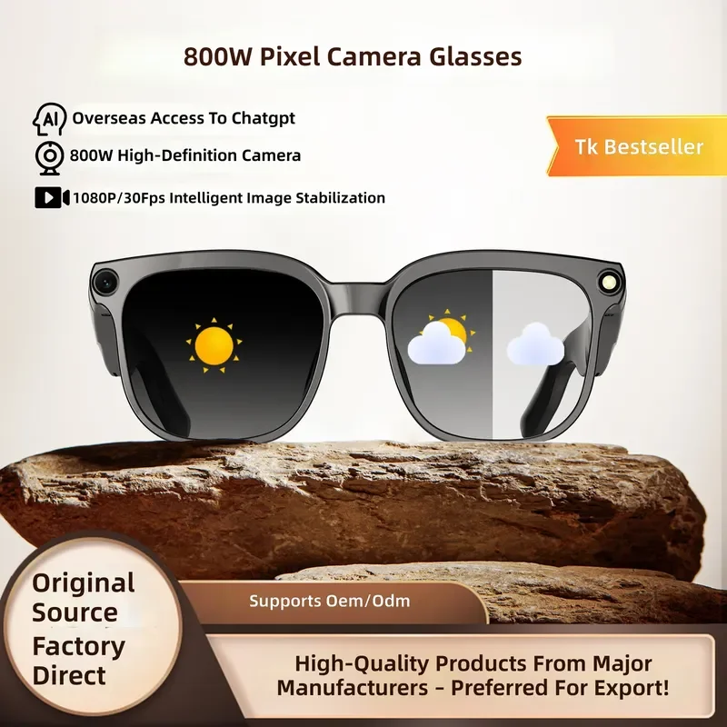 Smart Glasses with Camera AI Real Time Translation Voice Call Music Playback Hands Free Bluetooth Eyewear for Men Women