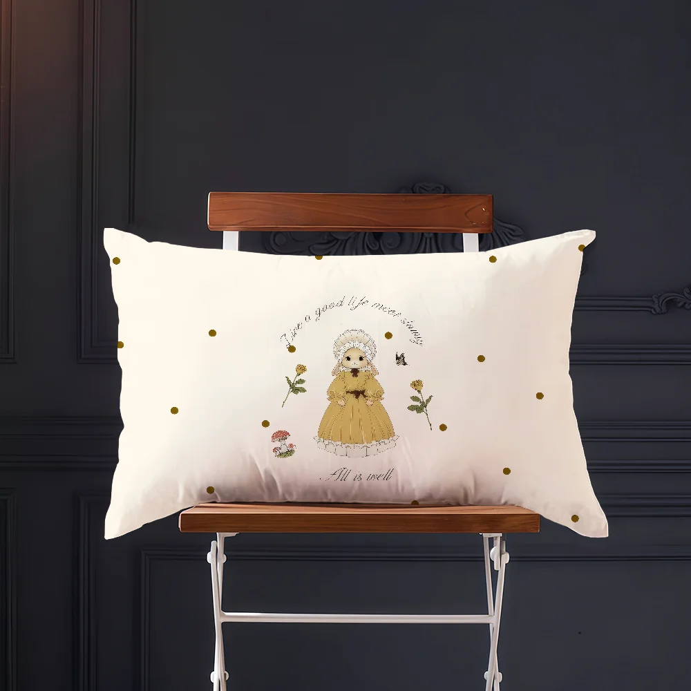 Fotografia 6: Capa de almofada retangular com estampa de coelho e flores, estilo retrô, para sofá, sala de estar, dormitório, cama, presente.