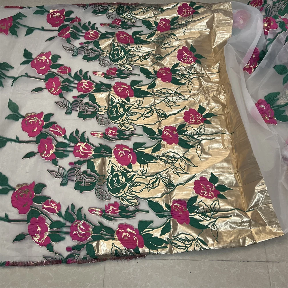 

2026 Nigerian Sequins Tulle Lace Fabric High-Quality Embroidery African Net Cloth for Prom Dresses Beads 5 Yards JY519