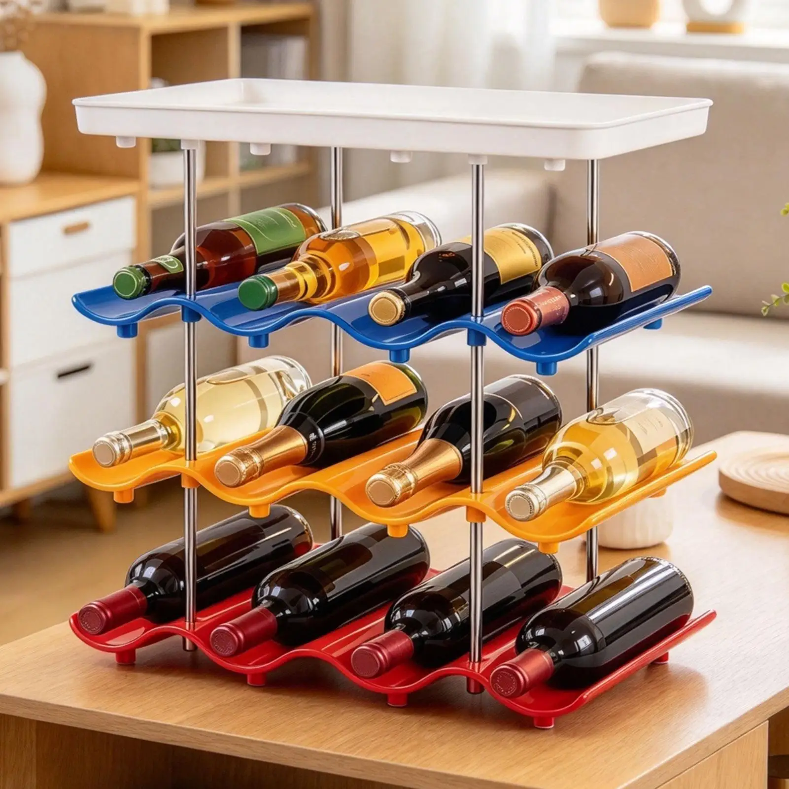 Multi-layer Wave Cup Holder Desktop Mug Storage Rack Coffee Wine Tea Tabletop Drinkware Shelf Home Organizer Decor Saving Space