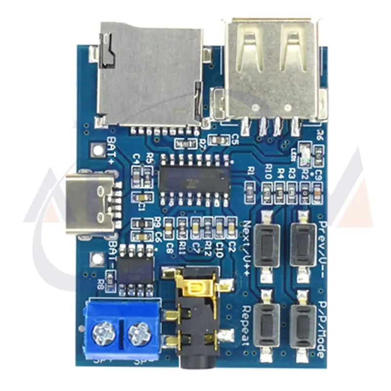 YANXD Micro/Type-C TF Card U Disk MP3 Format Decoder Board Module Amplifier Decoding Audio Player PCB Board DC 3.7-5.5V