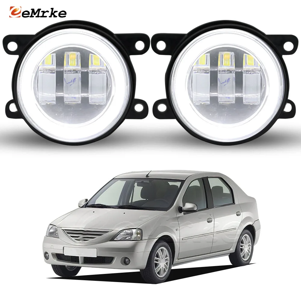 Upgrade LED Angel Eyes DRL Fog Lights PTF with Clear Lens for Renault Dacia Logan 2004 2006 2006 2007 2008 2009 2010 2011 2012