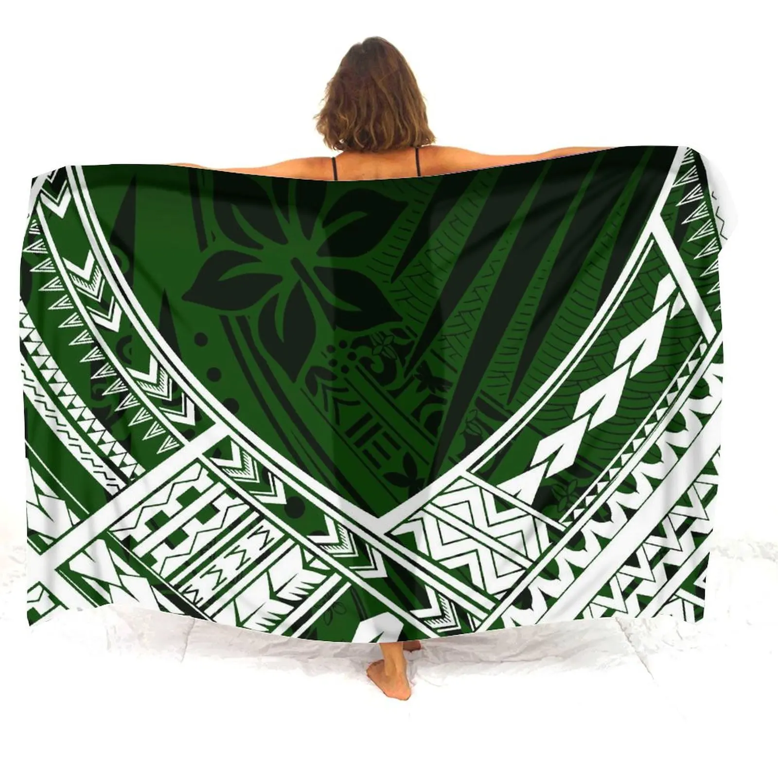 Polynesian Women'S Sarong Custom Logo Pattern Text Name Summer Art Seaside One Piece Shawl Beach Apron Soft Coat