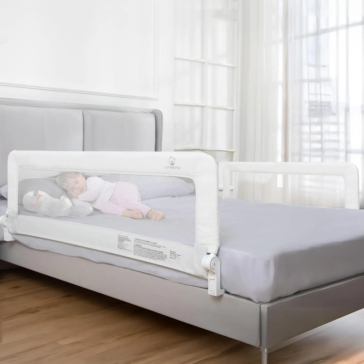 2 Pack Toddler Bed Rail 555 L 195 H Swing Down Guard Fits Twin Full Queen King Mattress Kids Side White