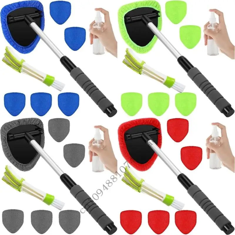 0XXC مقبض ألمونيوم لتنظيف نوافذ السيارة قابل للسحب لتنظيف الزجاج الخارجي الداخلي #1